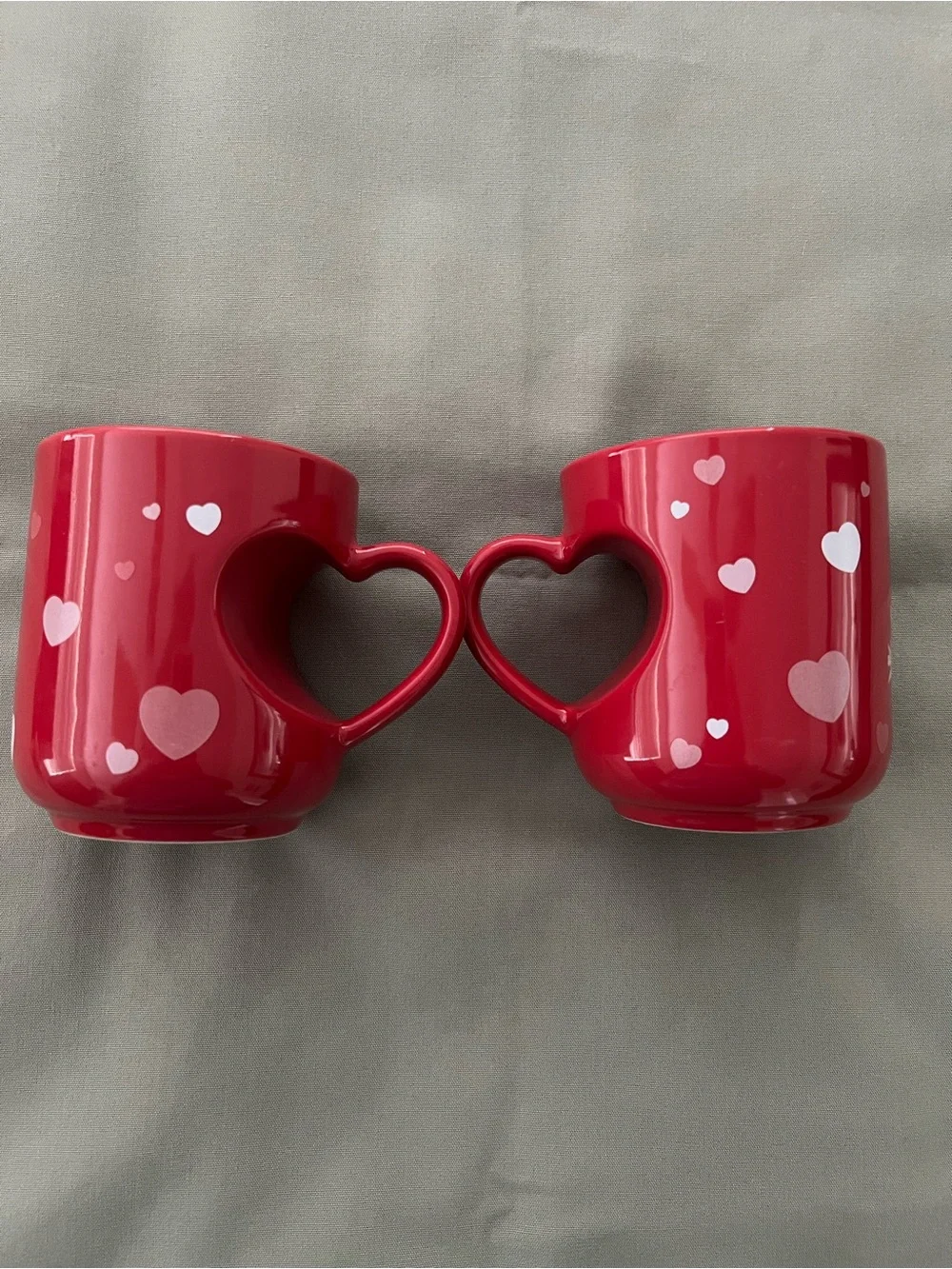 Disney Store Mickey & Minnie “His and Hers” Heart-Handle Ceramic Mug Pair